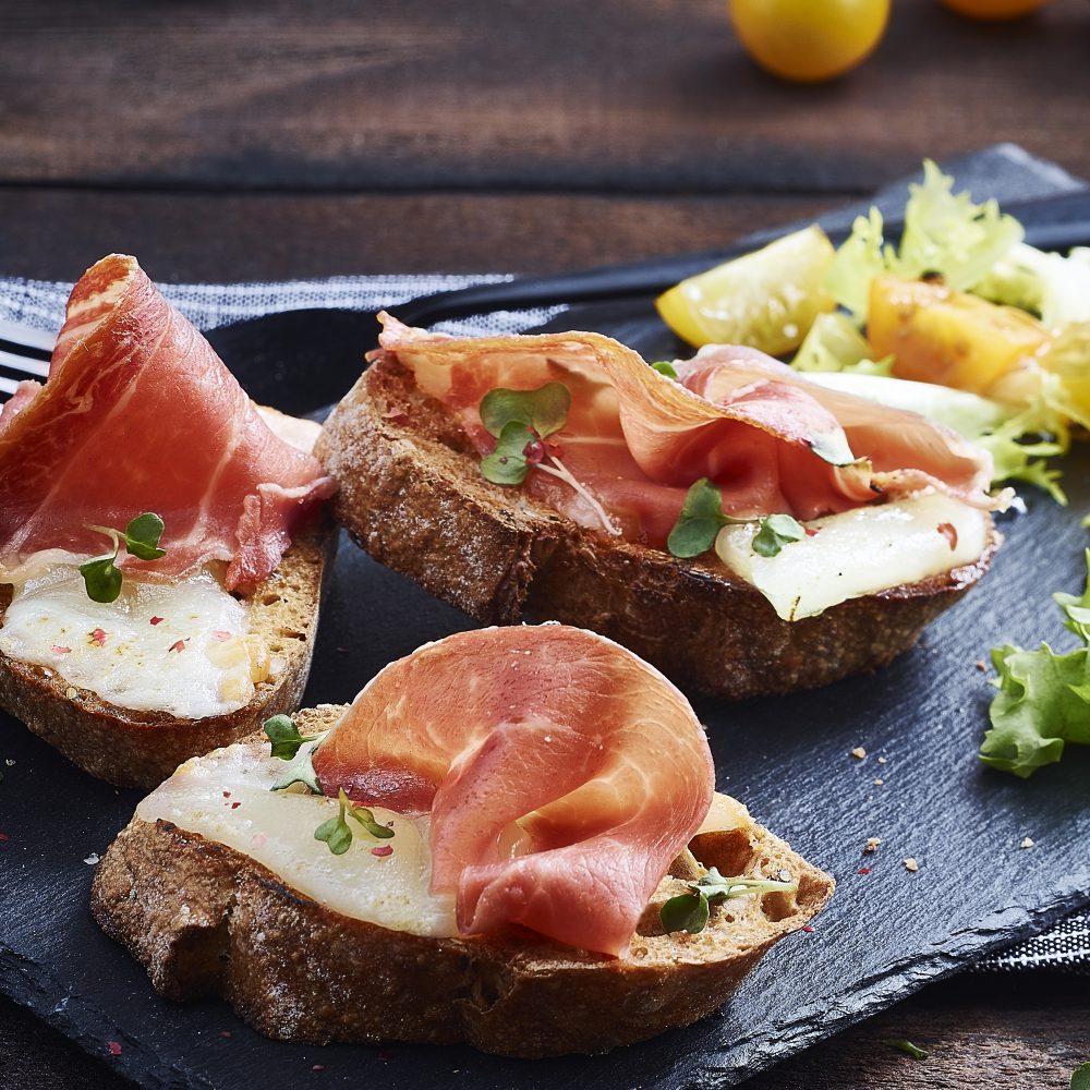 crostini, jambon, brebis, recette, apéritif, entrée