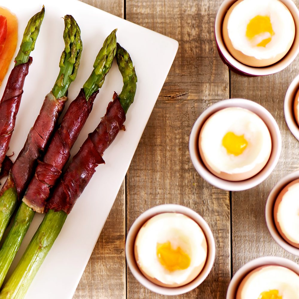mouillettes, asperges, oeufs à la coque, jambon, Bayonne, recette, entrée