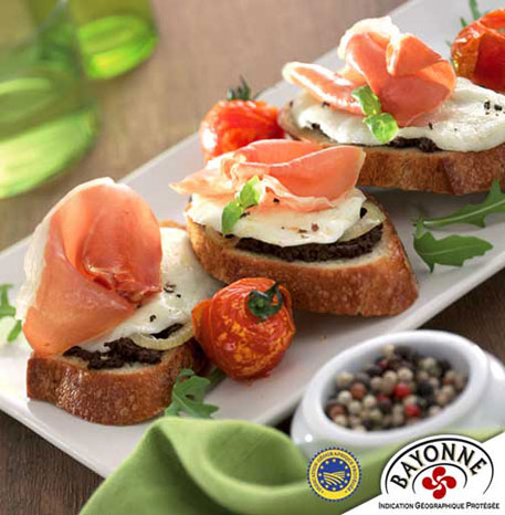 tartine, jambon, entrée, apéritif, plat